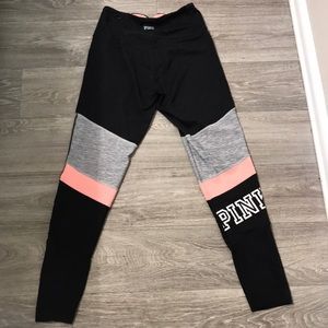 Pink M black mesh bottom leggings